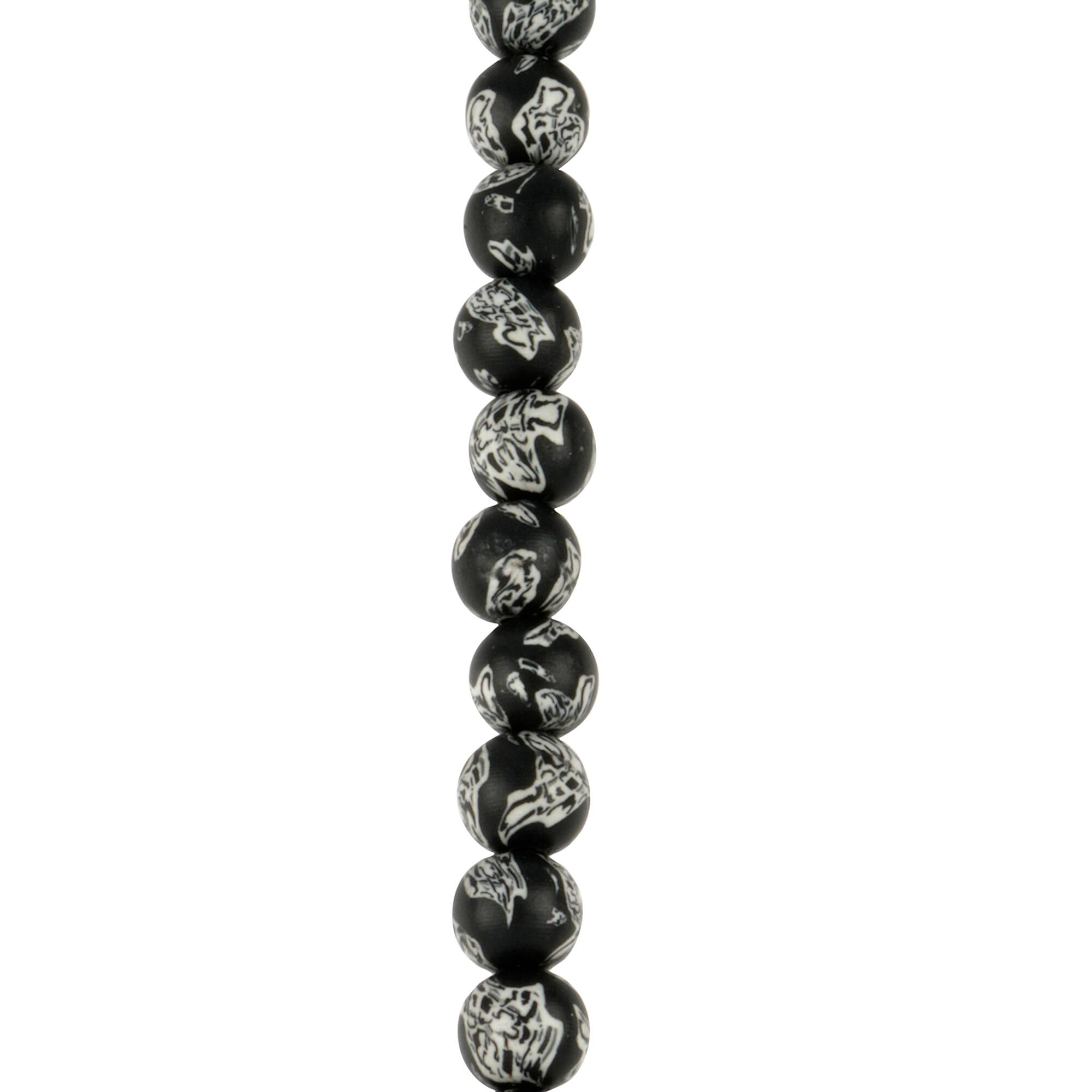 Black & White Stripe Clay Round Beads, 7.5mm by Bead Landing™